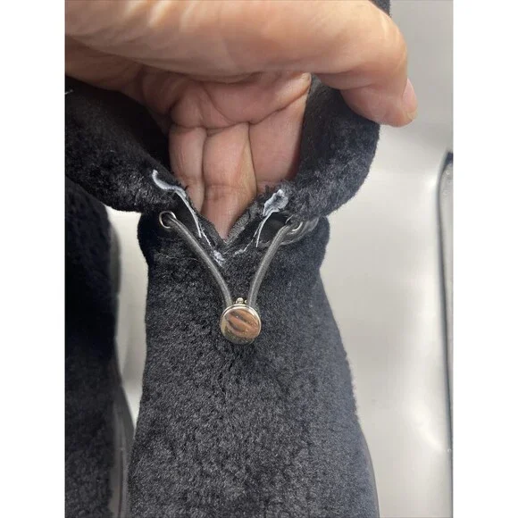 Marc Fisher Kamryn Genuine Shearling Black Leather Bootie Sz 5 1/2 DEFECT - Picture 10 of 12